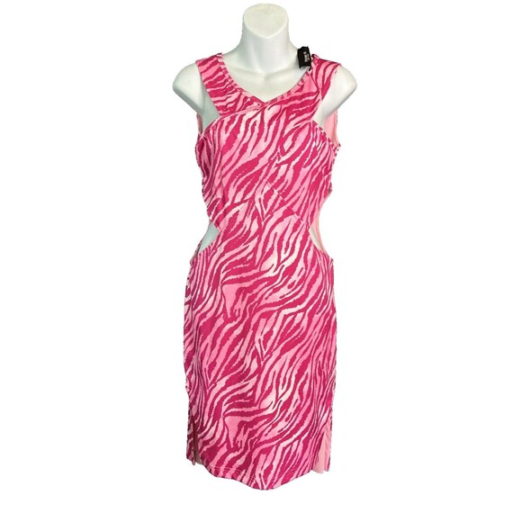 Vivienne Hu Dresses & Skirts - Vivienne Hu Cut Out Bodycon Cocktail Dress Sz 4 Bold Pink Zebra Print Party READ
